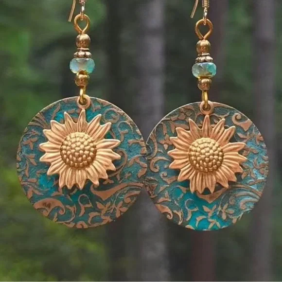 Boho Sunflower Earrings 🌻 - Picture 1 of 2